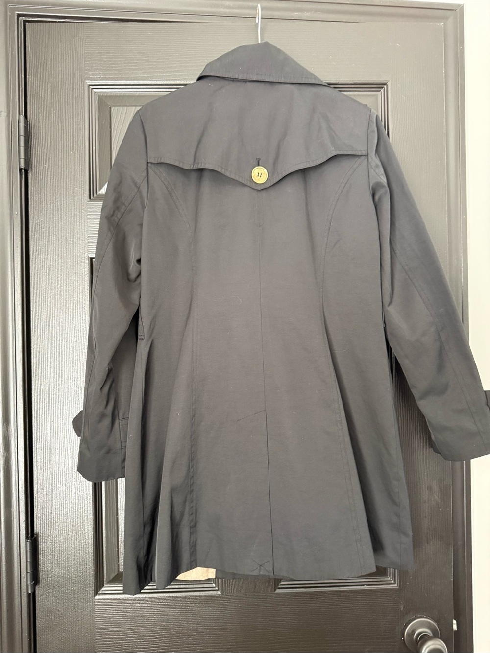 Michael Kors Black Double-Breasted Trench with Gold Buttons - Picture 3 of 3